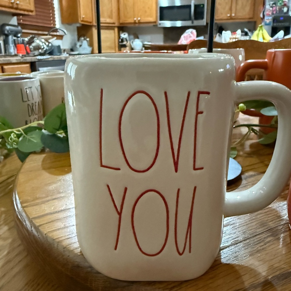 Cream Mug with Red 'Love You' Text